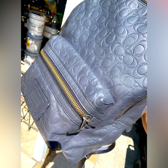 Coach Academy navy Backpack In Signature Leather - Picture 5 of 17